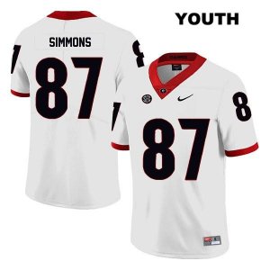 Youth Georgia Bulldogs NCAA #87 Tyler Simmons Nike Stitched White Legend Authentic College Football Jersey ZEX8254VJ
